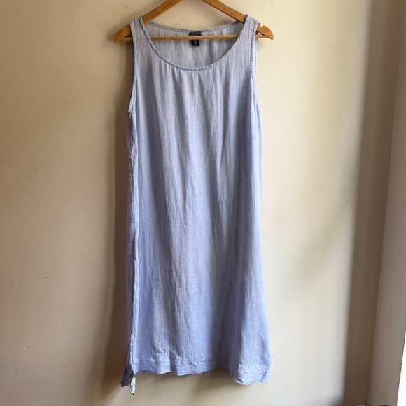 Eileen Fisher Dresses & Skirts - Eileen Fisher Women's Summer Dress Petite Linen Shift Semi Sheer Light Blue